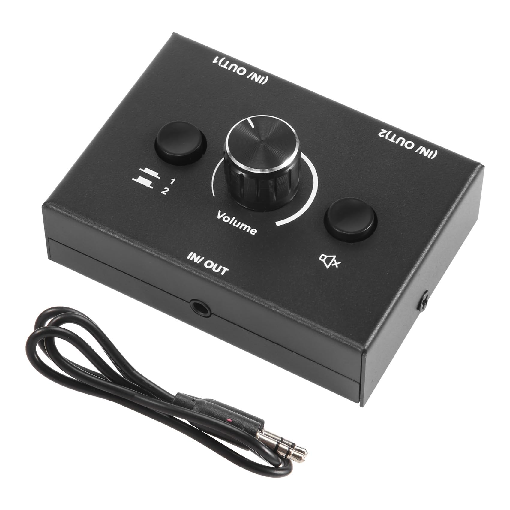 Hcskoss オーディオセレクター 3.5mm イヤホン分配器 オーディオミキサー ボリュームコントローラー オーディオセレクター オーディオ スイッチャー オーディオ 切り替え 2入力1出力/1入力2出力オーディオスプリッタースイッチャー オーディオスイッチャーボックス ワンキーミュートボタン スピーカー スイッチャー 音量調整