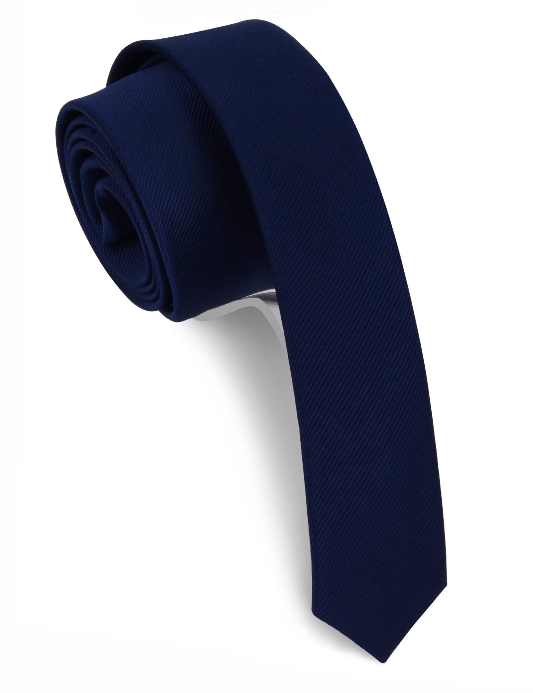 Gusleson Navy Blue Skinny Tie Formal Ties For Men Slim Solid Necktie Gifts (UK0801-03)