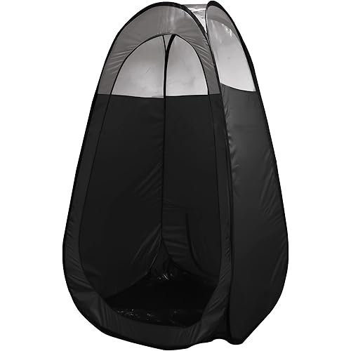 MineTan Spray Tan Folding Tent | Portable, Lightweight Pop Up Tanning Unit | Carry Bag, Black & 1/3 Clear | Designed - Professional Use, Mobile or Home Use | Great - Mobile Spray Tanner Techs