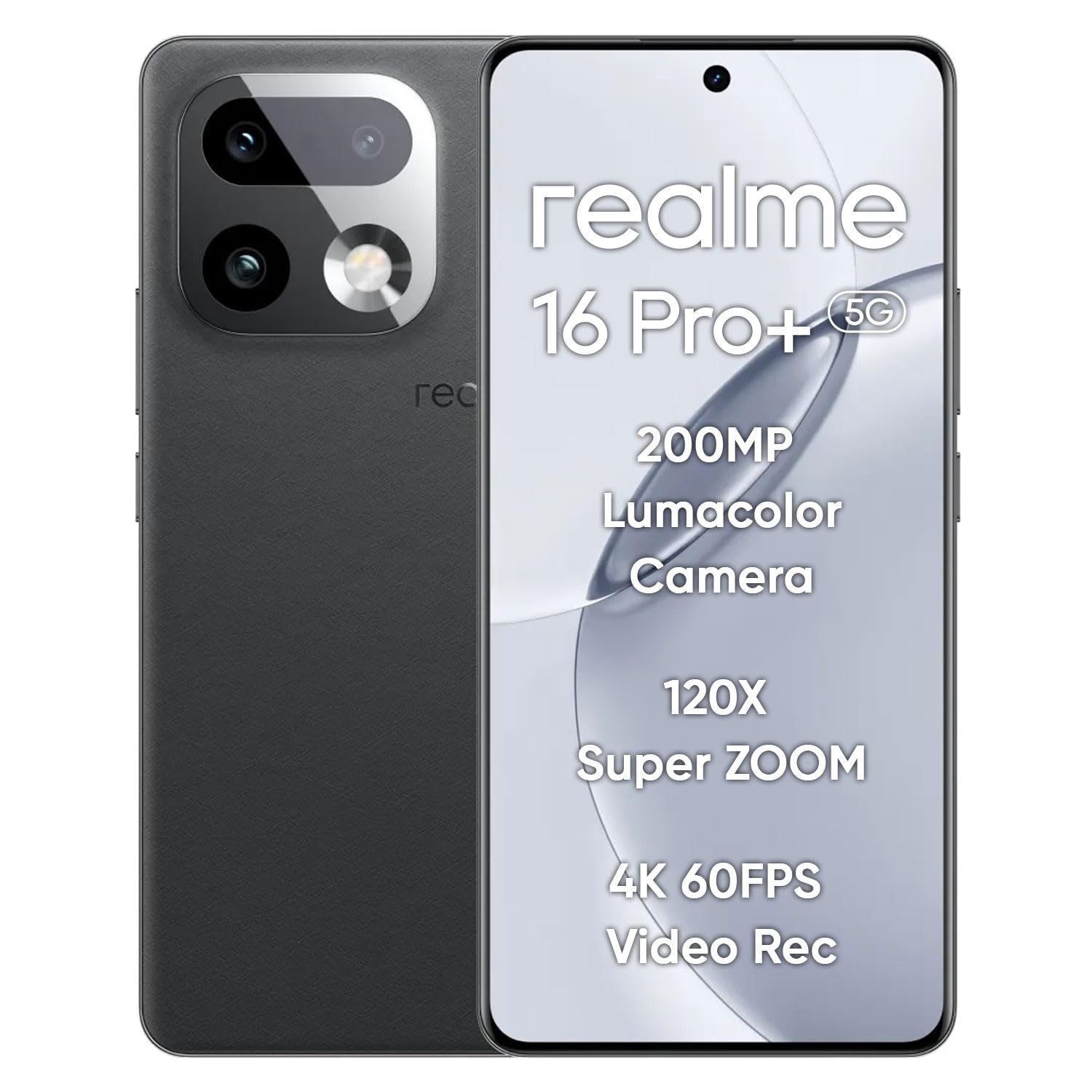 realme 16 Pro+ 5G Smartphone 12+256GB, 144Hz AMOLED Display, 7000mAh Battery, 80W SuperVOOC, 200MP Periscope Primary Camera 50MP Front Camera, Snapdragon 7 Gen 4, IP69, Grey