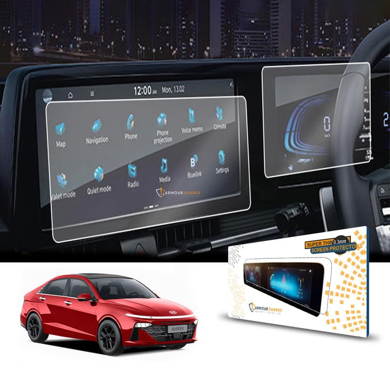 Image of Screen Protector Compatible with Hyundai Verna 2023 Infotainment (8 Inch) with Cluster | Clear | Pack of 1