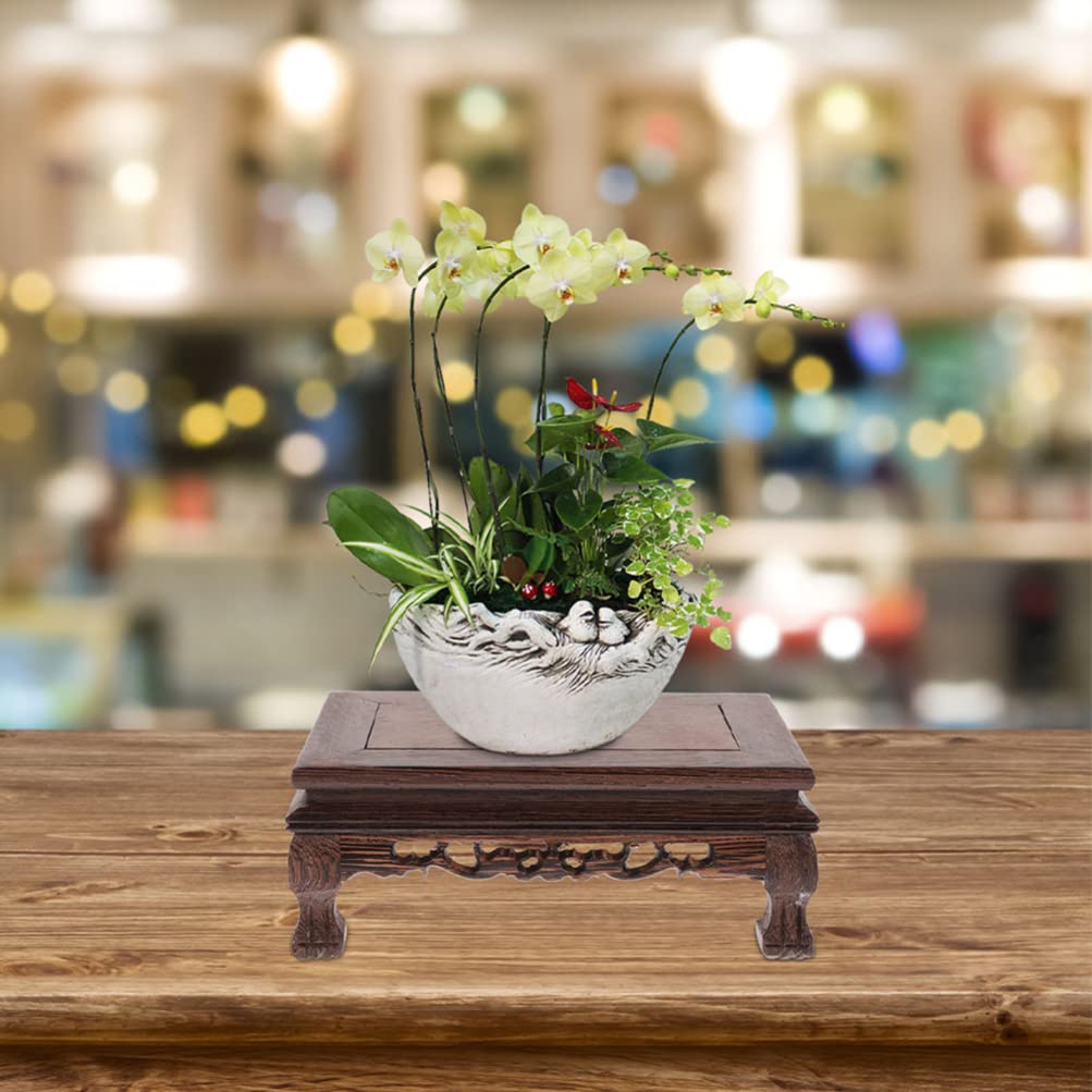 Alipis Bastelbasis Präsentationsständer Aus Holz Blumentopfständer Blumentopf Tablett Quadratische Teekannenbasis Halter Für Blumentöpfe Bonsai Sockel Altar Ost Zubehör Hölzern Büro