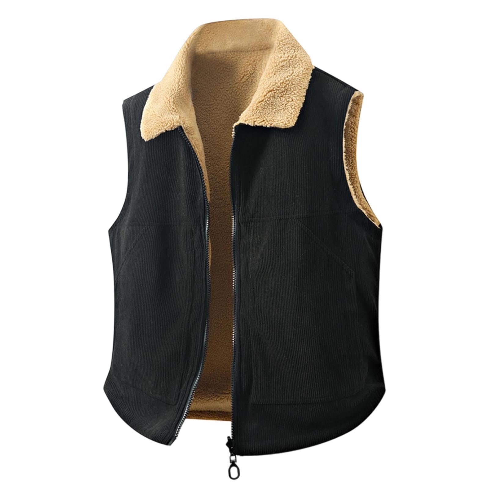 SOOUICKER Outdoor Weste Herren Winter Arbeitsweste Fleece Fleeceweste Ärmellos Warm Cordweste Gefüttert Fleecejacke Ohne Ärmel Elegant Winterweste Sport Vintage Ohne Kapuze