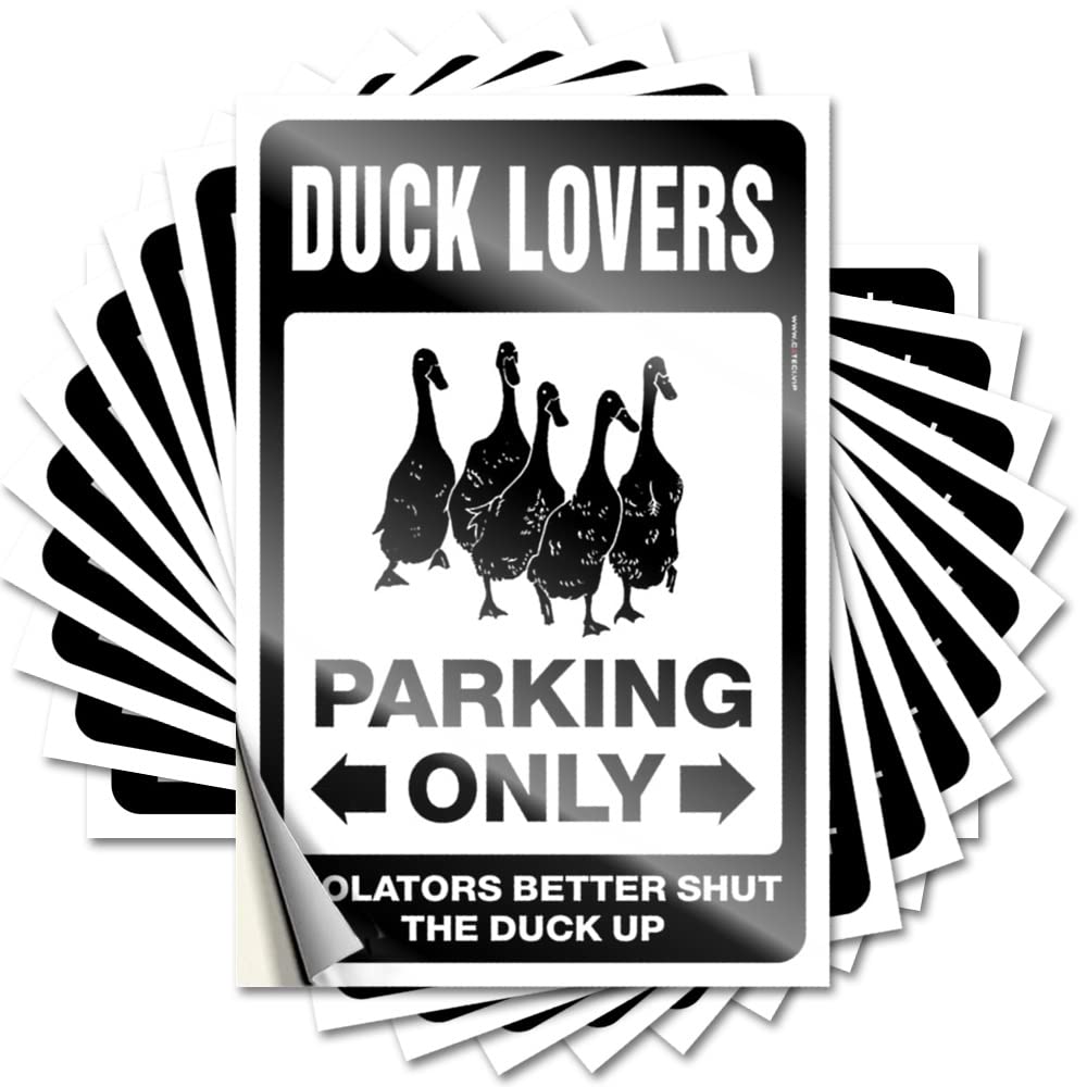 Funny Sticker Guest Bathroom Decor Peel and Stick - Duck Lovers Parking Only Cover Plastic Waterproof Vinyl for Mold(8X12CM)