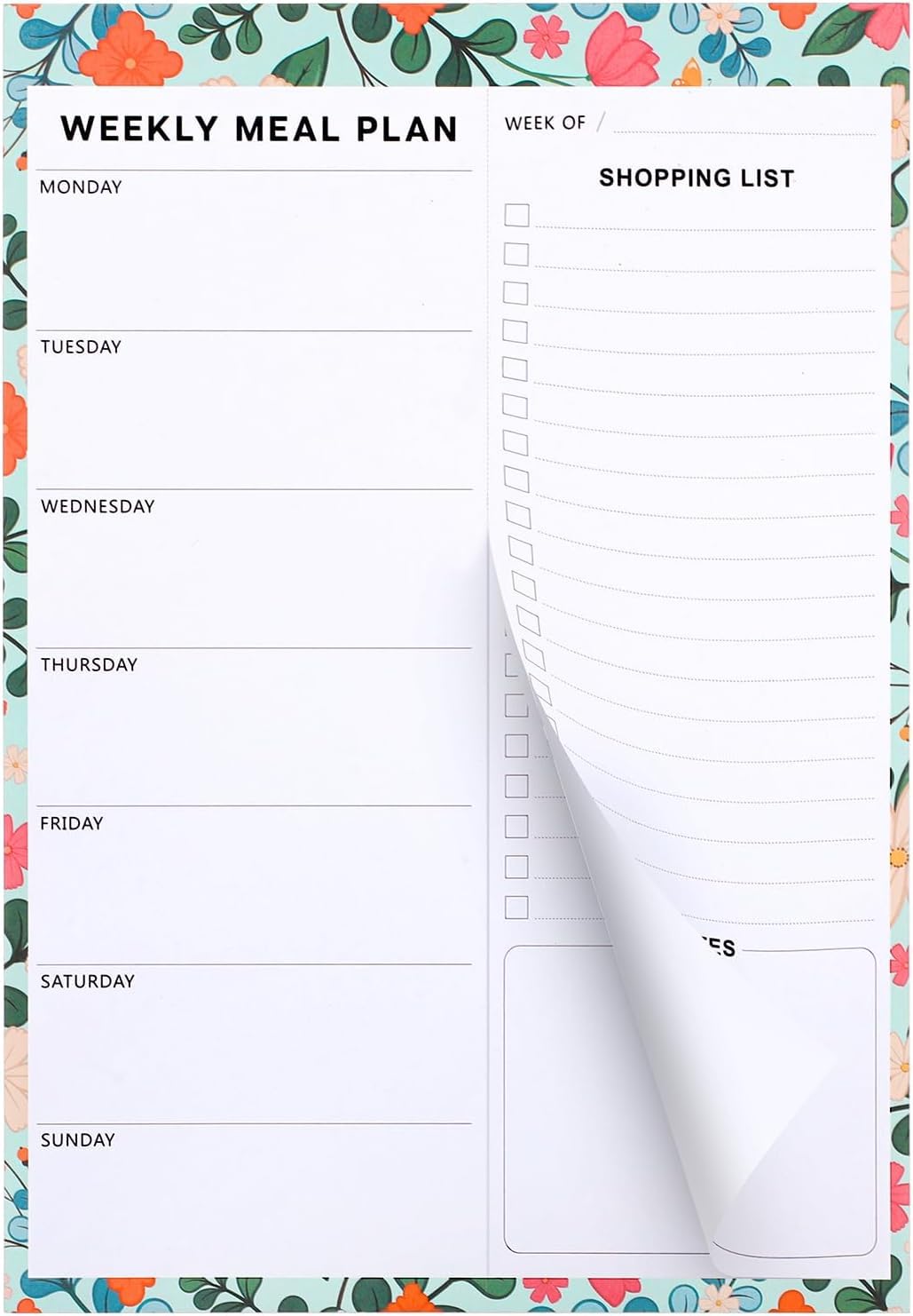 McMola 60 Sheets Weekly Meal Planner, Tear off Meal Planner and Shopping List Magnetic Shopping List Pad for Fridge Undated Fridge Notepad for Food Planning and Convenient Shopping（7" x 10"）