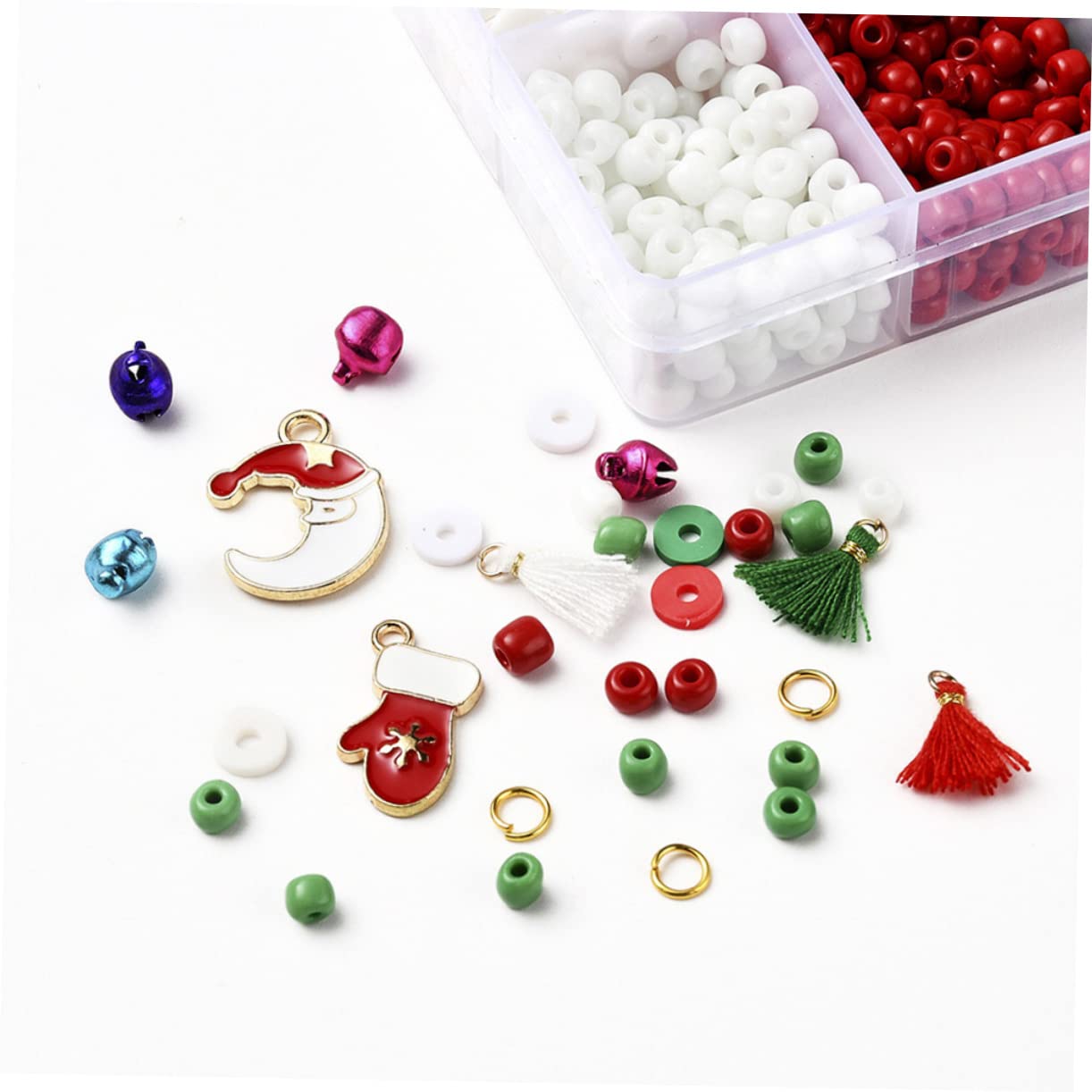 Housoutil 5 Ensembles Kit Perles DIY pour Bijoux de Noël avec Boîte de Rangement Perles Multiformes pour Colliers Bracelets et Boucles Doreilles Accessoires Créatifs et Élégants pour
