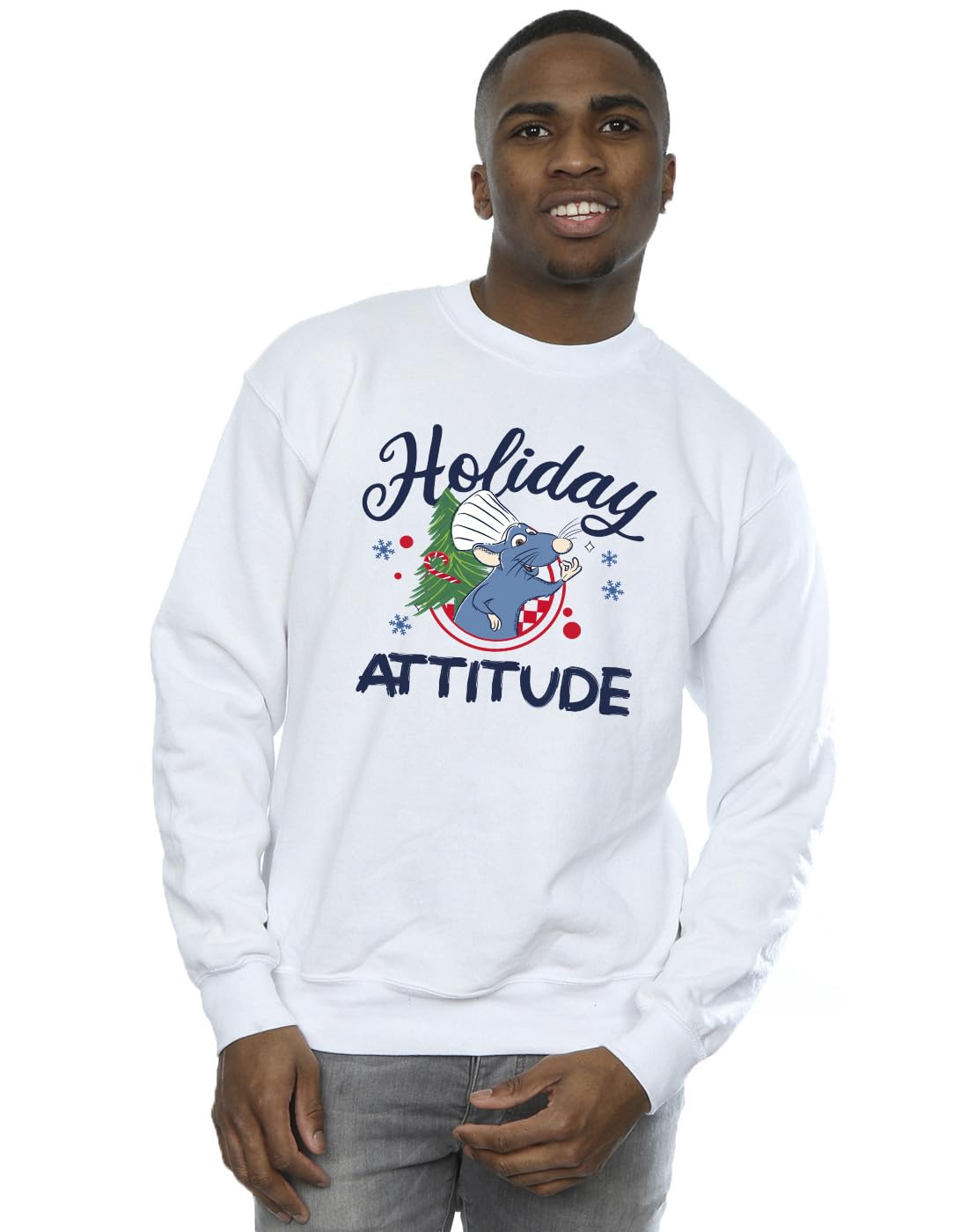Disney Men's Ratatouille Holiday Attitude Sweatshirt White Small