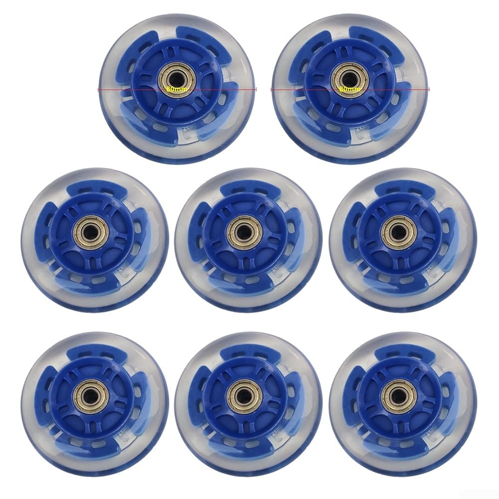 Ruedas de patines en línea 82A 64/70/80mm – Ruedas autoalimentadas con LED intermitentes, ruedas de poliuretano resistentes al desgaste para scooters y cochecitos, 8 piezas (70 mm) — view 4