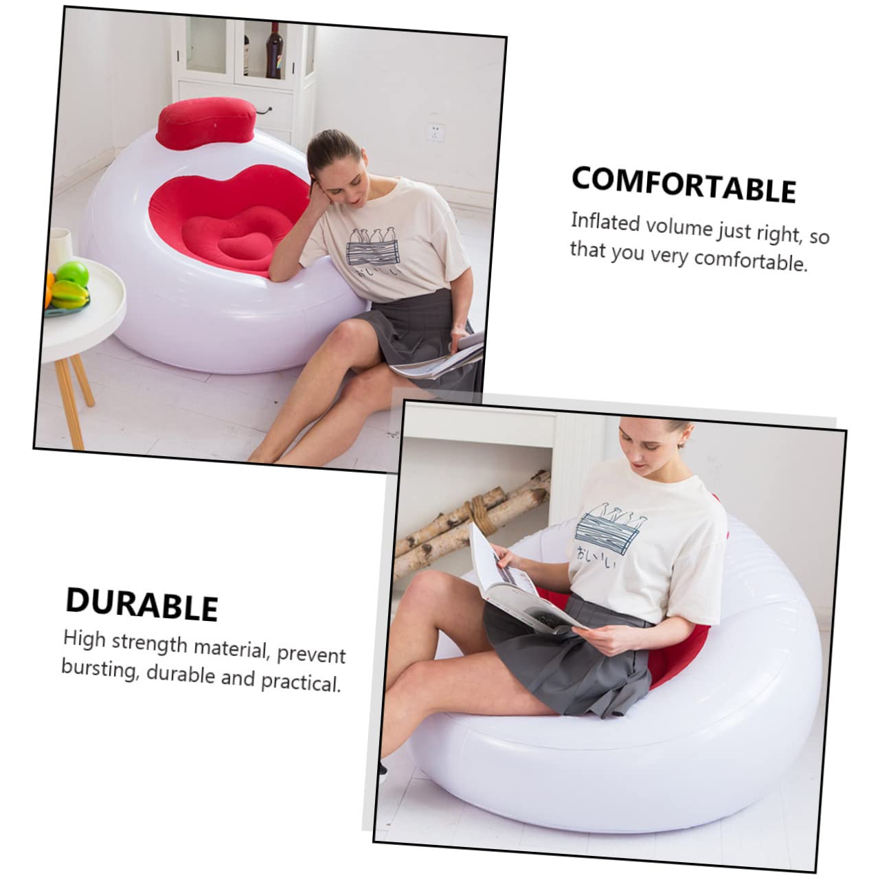 Toyvian 1 Szt Składana Dmuchana Sofa Powietrze Przenośne Dmuchana Poduszka Na Stołek Wysadzony Leżak Przenośna Sofa Dla Nadmuchiwany Fotel Rozkładany Leżak Plażowy Pcv Rumieniec Z Oparciem