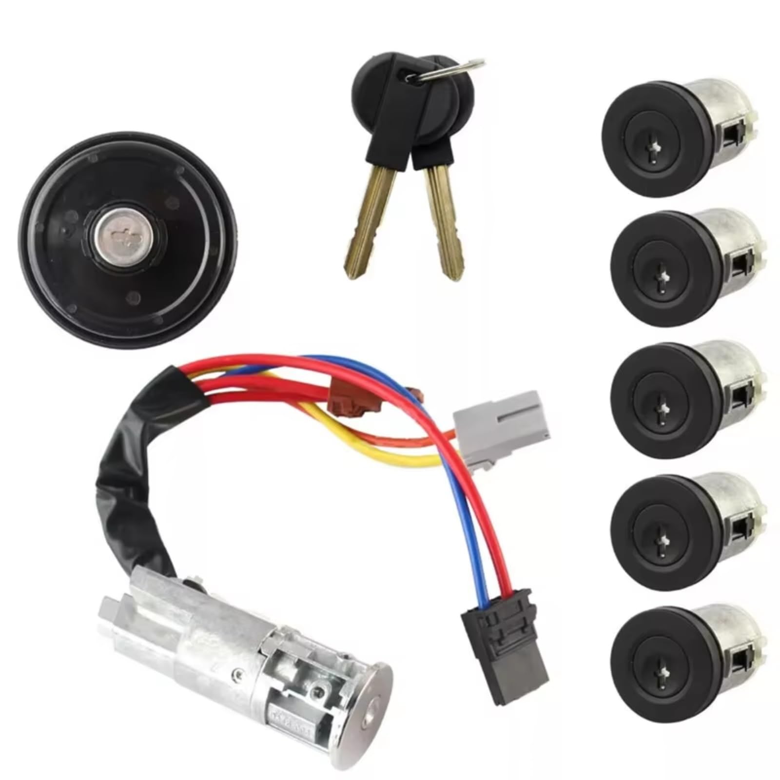 Interruptor De Arranque De Barril Cerradura Encendido Dirección Con Kit De Reparación De Llaves Compatible Con Peugeot Para Expert 1995-2006 4162F4 Clausor Bombín Arranque Kit