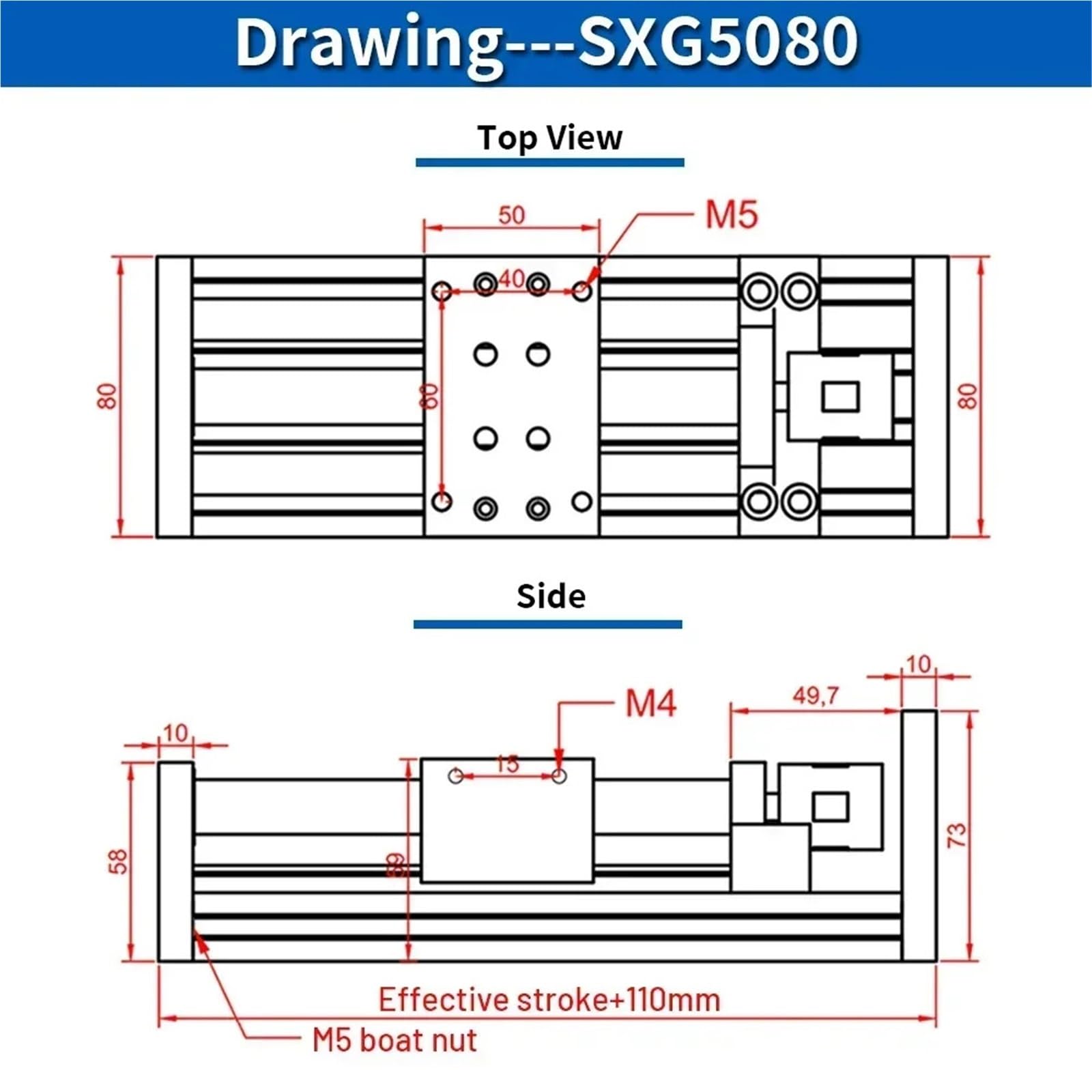 Dual Optical Axis Manual Sliding Table Rail Guide SFU1204 Double Square Sliding Table Linear Guid Ball Screw Platform Motion Stage(Stroke 200mm)