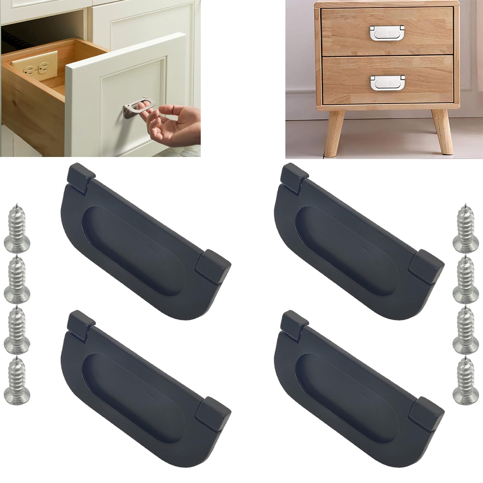 4 Pièces Acier Inoxydable Poignées Invisibles| Cupboard Drawer Cabinet Wardrobe Accessories Avec Vis 35mm Cuisine Armoire Porte Poignees Placard 97472916