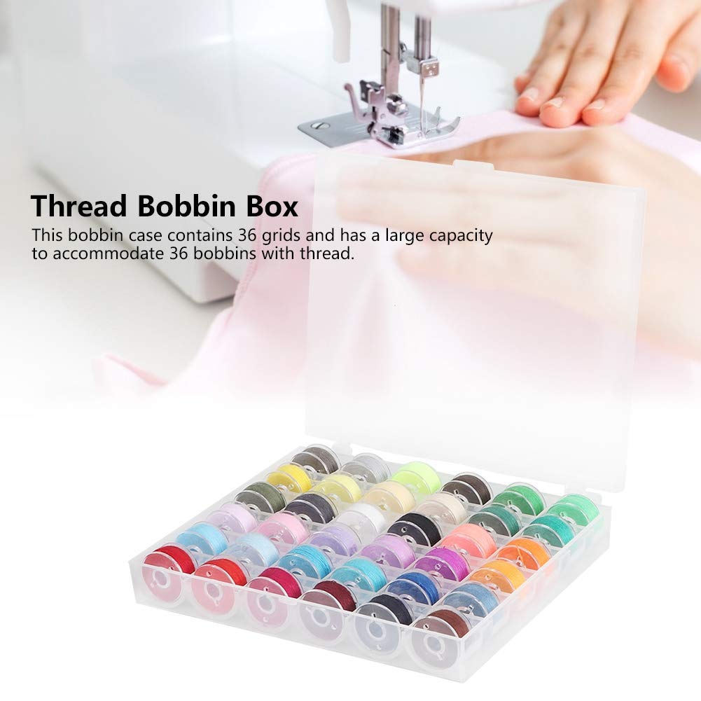 Lot De 36 Canettes Machine à Coudre Colorées - Boîte Rangement Bobines Fil Mercerie - 6 Couleurs