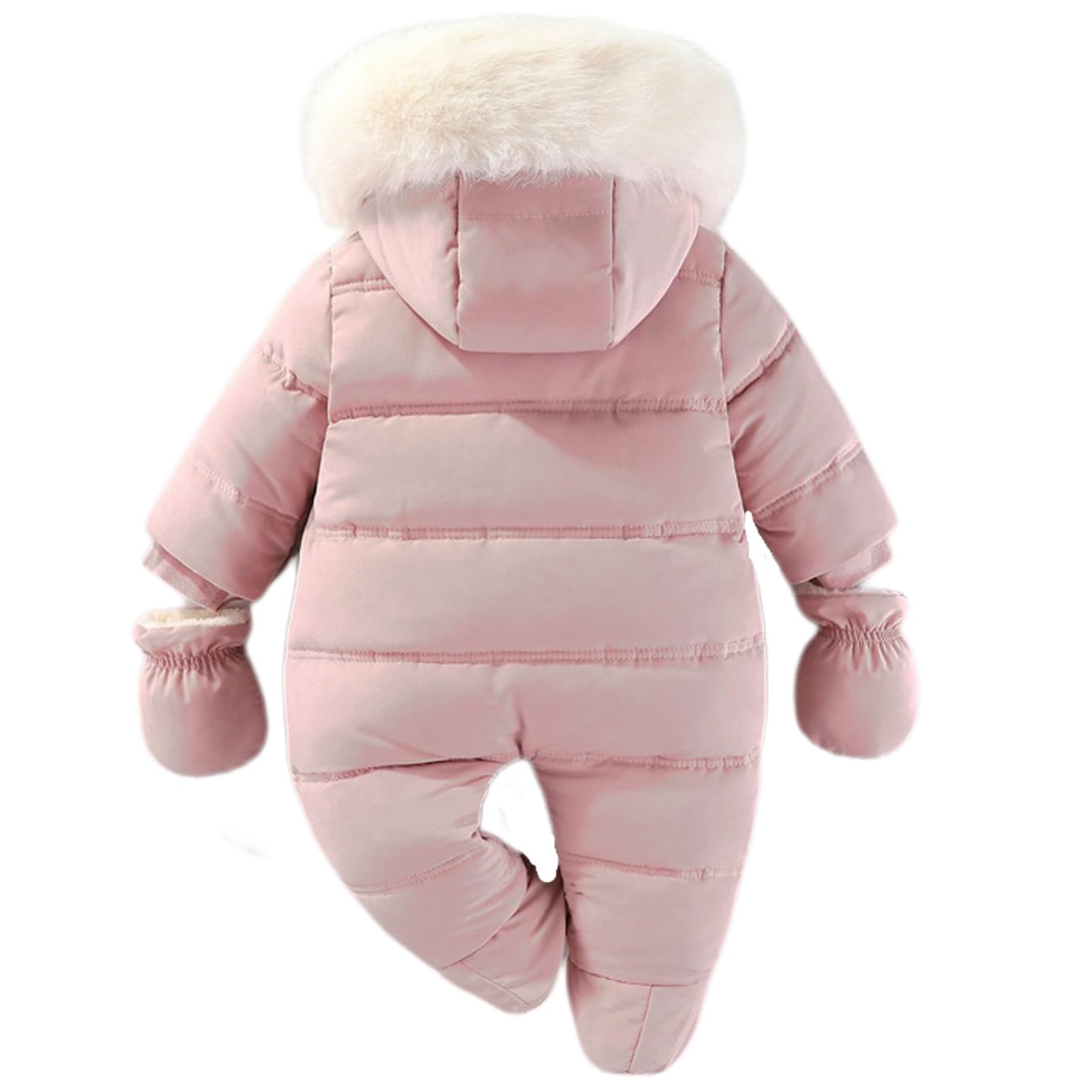 BRONG Combinaison de Ski Enfant Barboteuse Encapuchonné Jumpsuit Nourrisson Chaud Fermeture éclair Vêtements D'Extérieur avec Gants