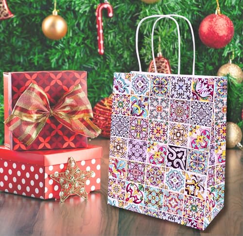 Image of Gitanjali Paper Curves Gift Bags- 10pcs 8x4x10 inch Small-Medium Paper Bags For Return Gifts - Paper Gift Bag - Carry Bags For Gifting - Goodie Bags - Disposable Paper covers (Medium-Moraccan, Pack of 10)