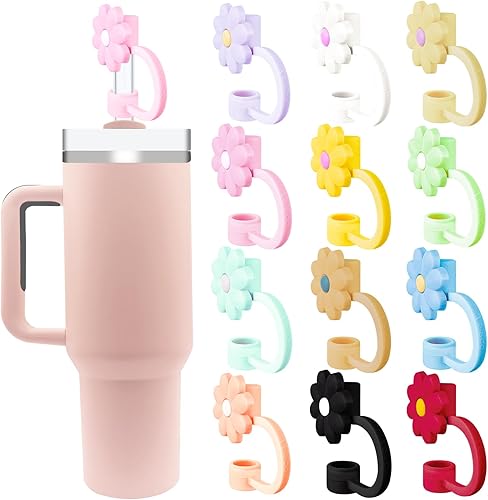 Miniatura 9 de 12 fundas de silicona para popotes compatibles con Stanley de 30 y 40 onzas, 0.394 in (2564 pulgadas), bonitas tapas de popote a prueba de polvo