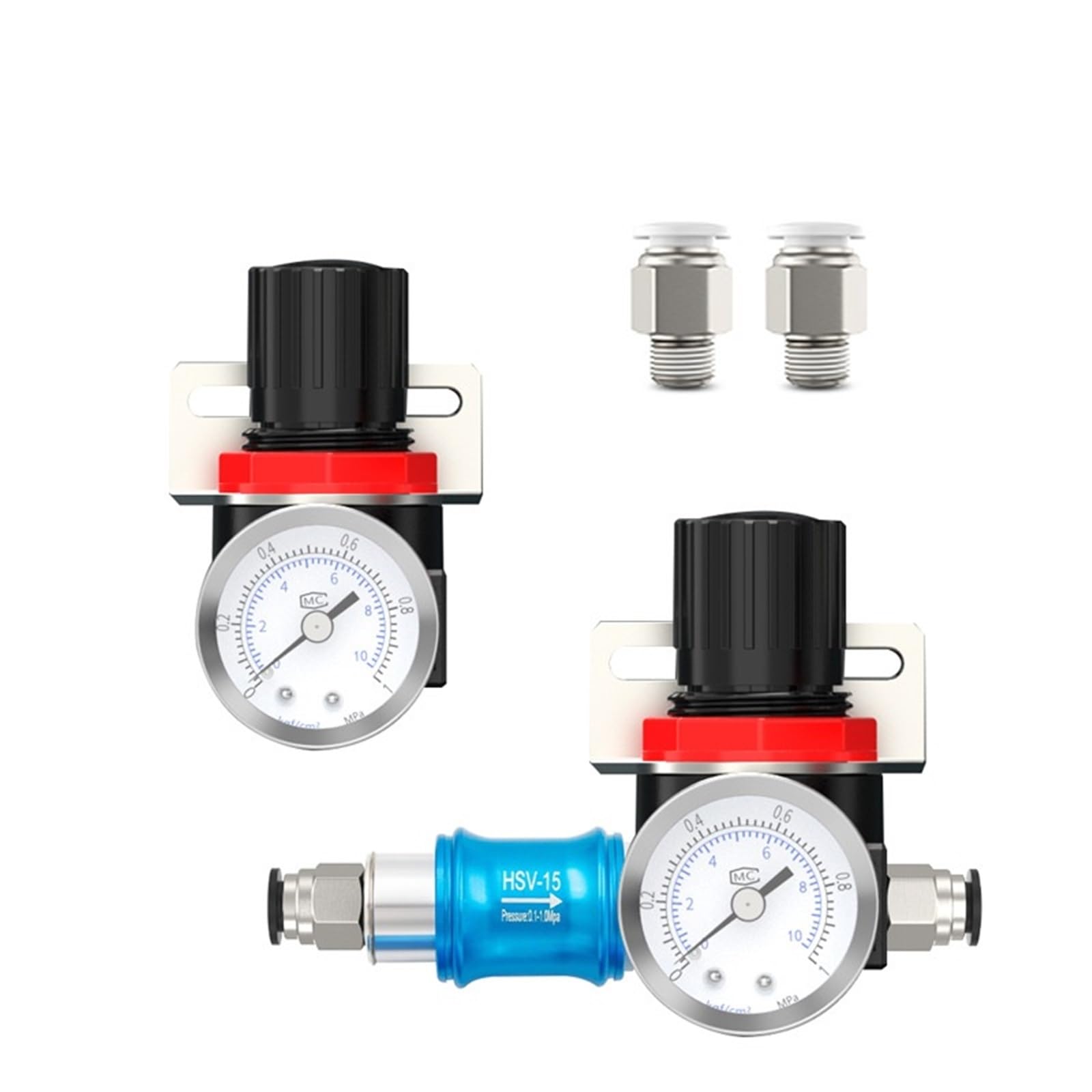 1Pcs AR2000 1/4 Thread BSPT Pneumatic Air Compressor Pressure Regulator 4MM 6MM 8MM 10MM 12MM Reduction Valve Connector Fittings(AR2000-12)