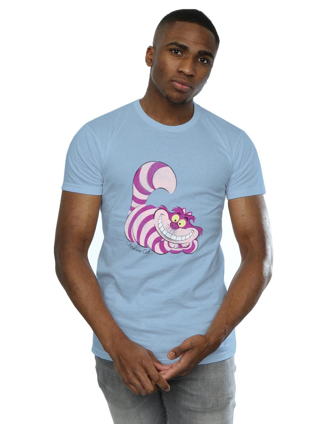 Absolute Cult Men's Baby Blue Disney Alice In Wonderland Cheshire Cat Colour T-Shirt Large