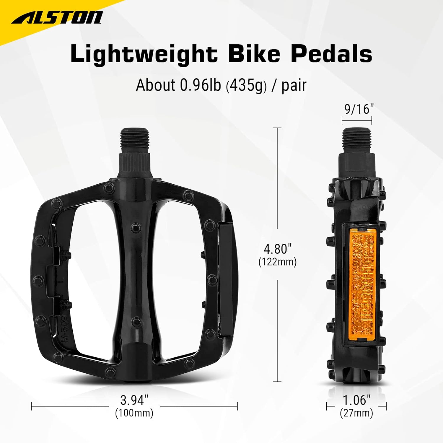 Alston Universal Road Bike Pedals Lightweight Non-Slip Wide Flat Cycling Pedals Fit for for E-Bike, Urban Commute, MTB Bikes 9/16" : Sports & Outdoors