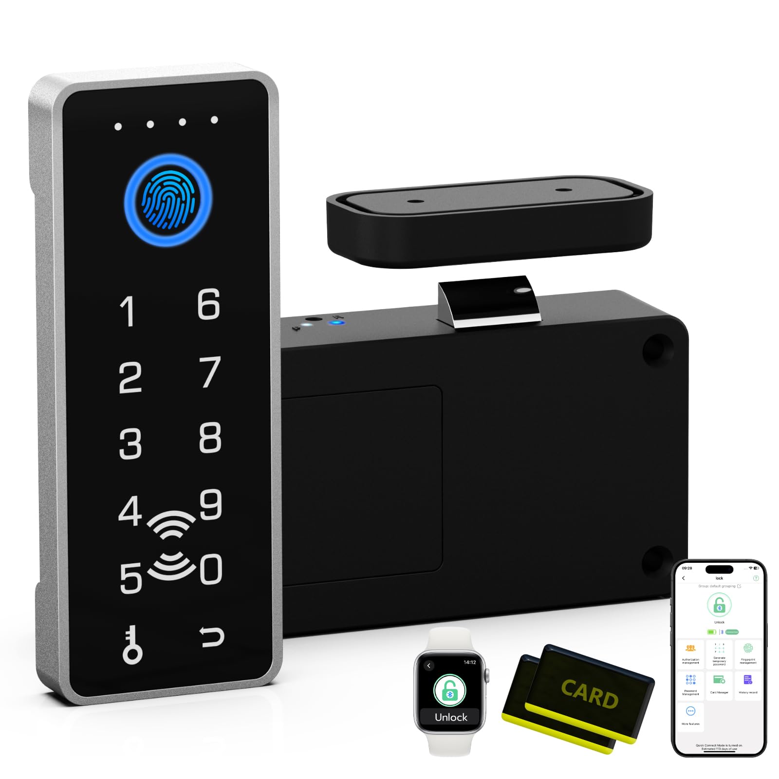 Anweller Smart Cabinet Lock with Fingerprint and Passcode RFID Child Safety Baby Proofing Drawer Locks for Desk File Liquor Drawer Cupboard Kitchen Vertical