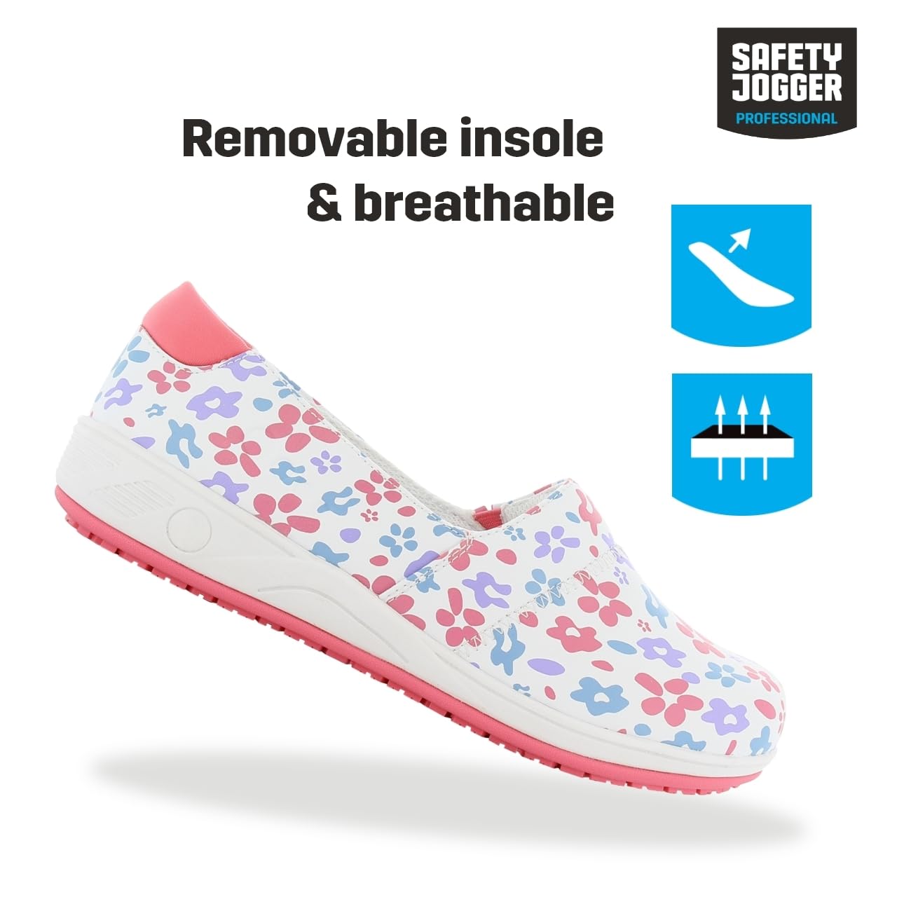 SAFETY JOGGER Zuecos de Seguridad para Mujer - Sophie - Zapato de Trabajo Cómodo y Ligero, Ideal para Enfermeras, Cocina o Interior, Antideslizante y Amortiguador, Oxypas