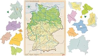 goki 57417 - Puzzle Deutschland: 30 x 40 x 1 cm, Holz, 3 Schichten, 98 Teile