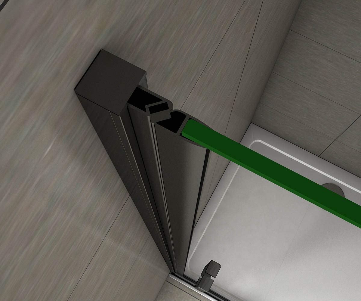 AICA porte de douche 80x200cm porte de douche pivotante noir en 8mm verre anticalcaire