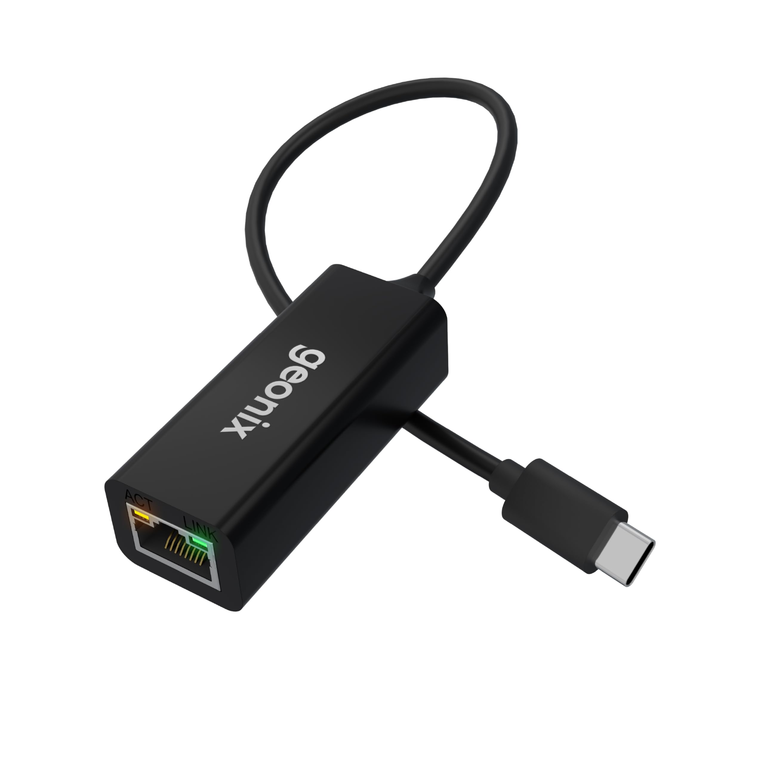 Geonix Befit E6 USB Type-C to RJ45 Ethernet Adapter | 1000Mbps Gigabit LAN Converter | USB-C to LAN Adapter | LED Indicator | Compatible with Windows, Mac, Linux, Android, Laptops | Black