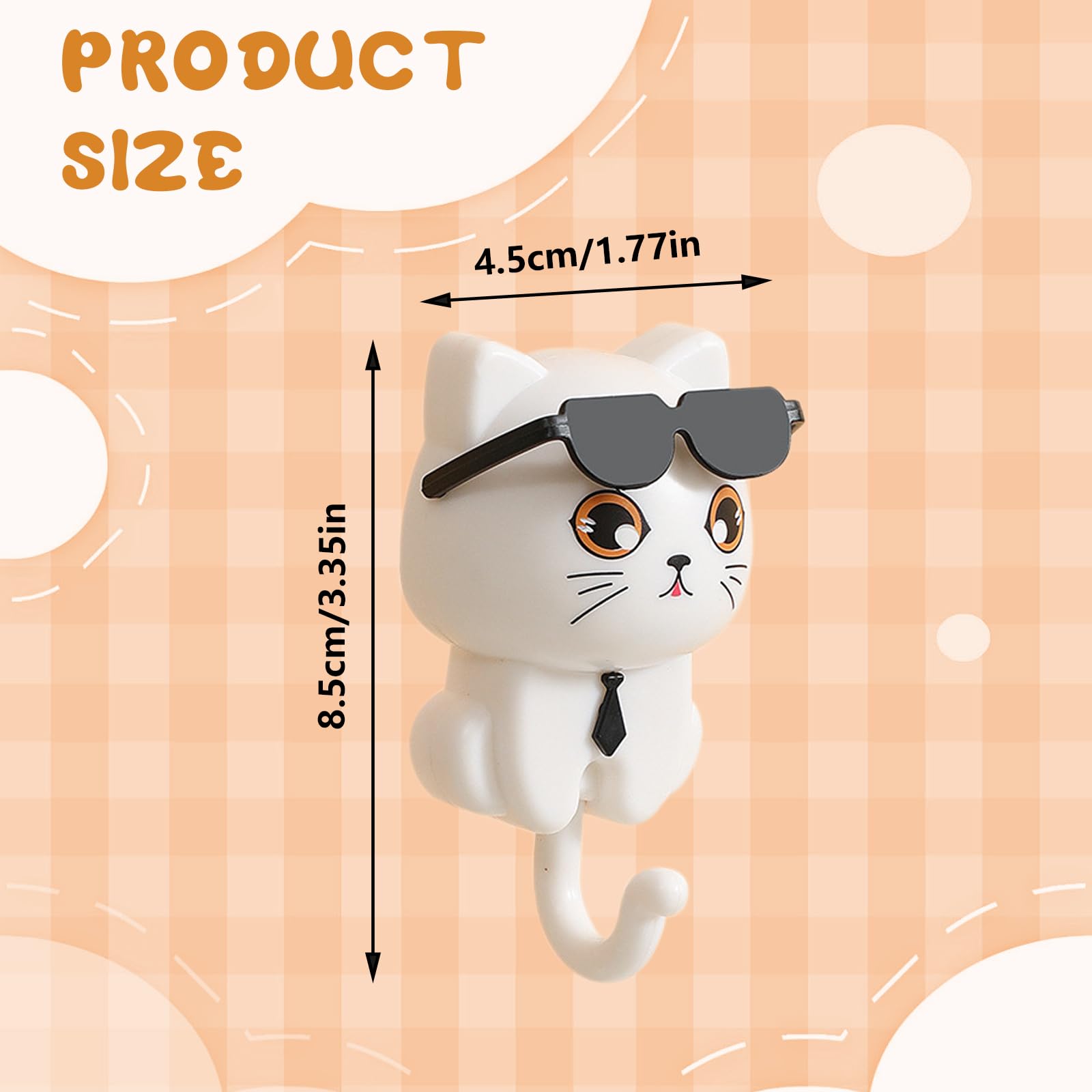 QIYUDA 2 PCS Cat Key Holder, Punch Free Cute Key Holder for Hanging Hat, Key, Towel, Scarf, Bags