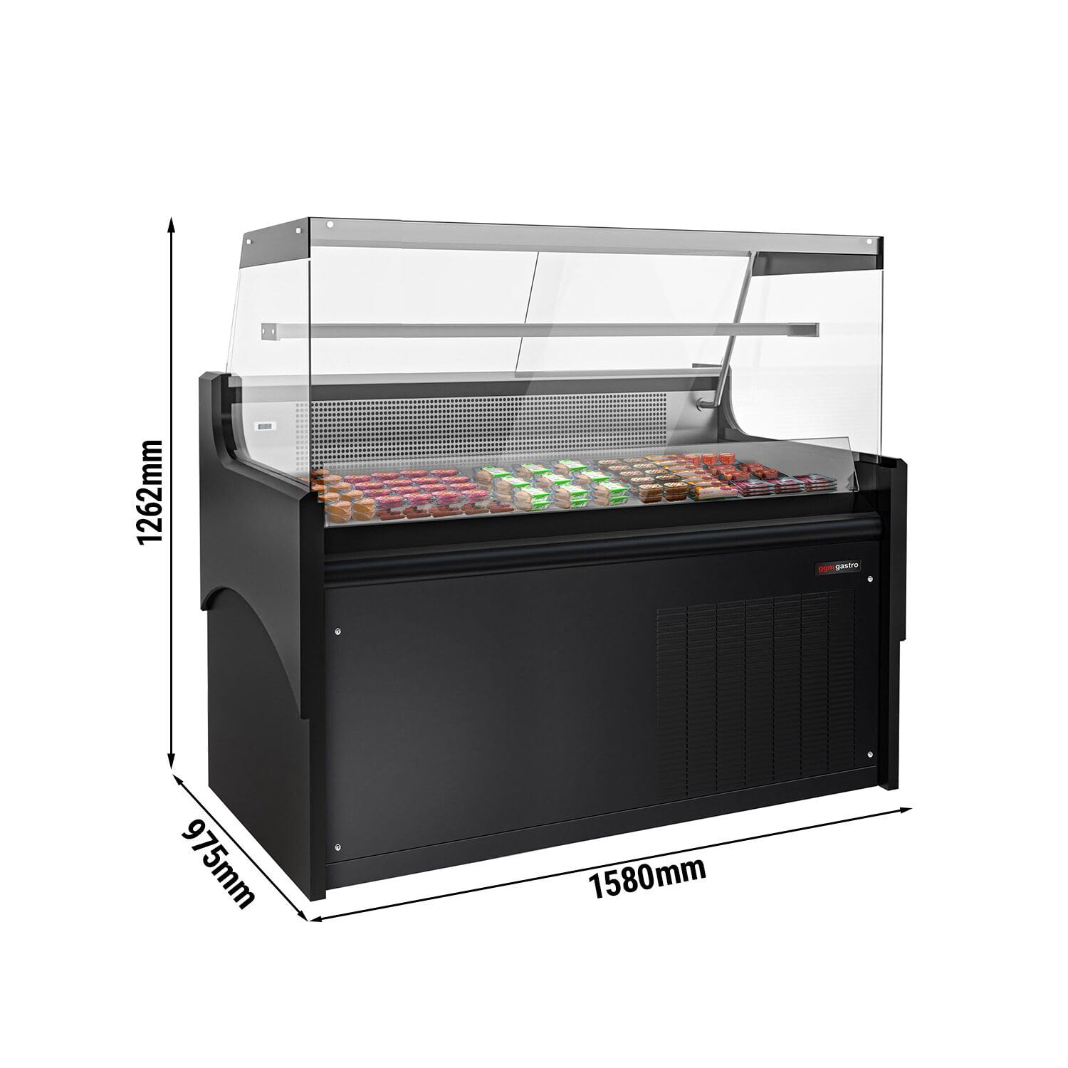 GGM Gastro | KFTH158 | Encimera refrigerada/carne - 1580mm - con iluminación LED y 1 estante