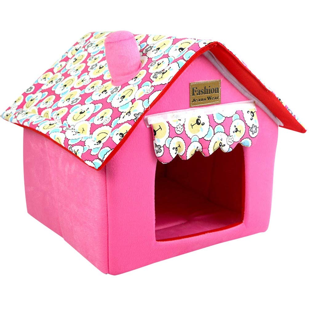 Domek dla zwierząt domowych Igloo łóżko zdejmowane składane przytulna buda dla psa (różowy, 58 * 52 * 57 cm)