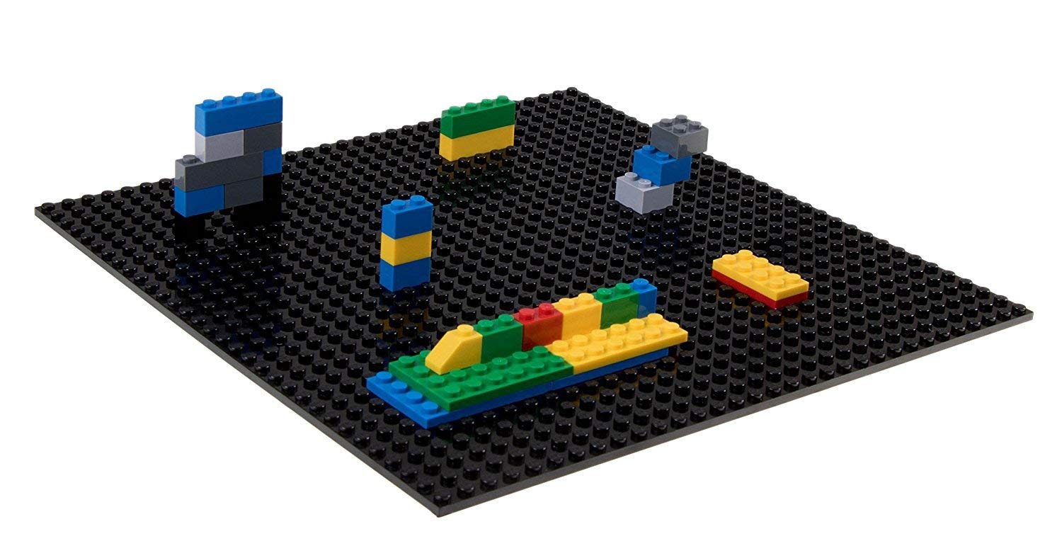 Edu Toys Base Plastic Plate Board 32 x 32 Pegs/Dots for Classic Building Blocks Bricks Compatible with All Brands - Black