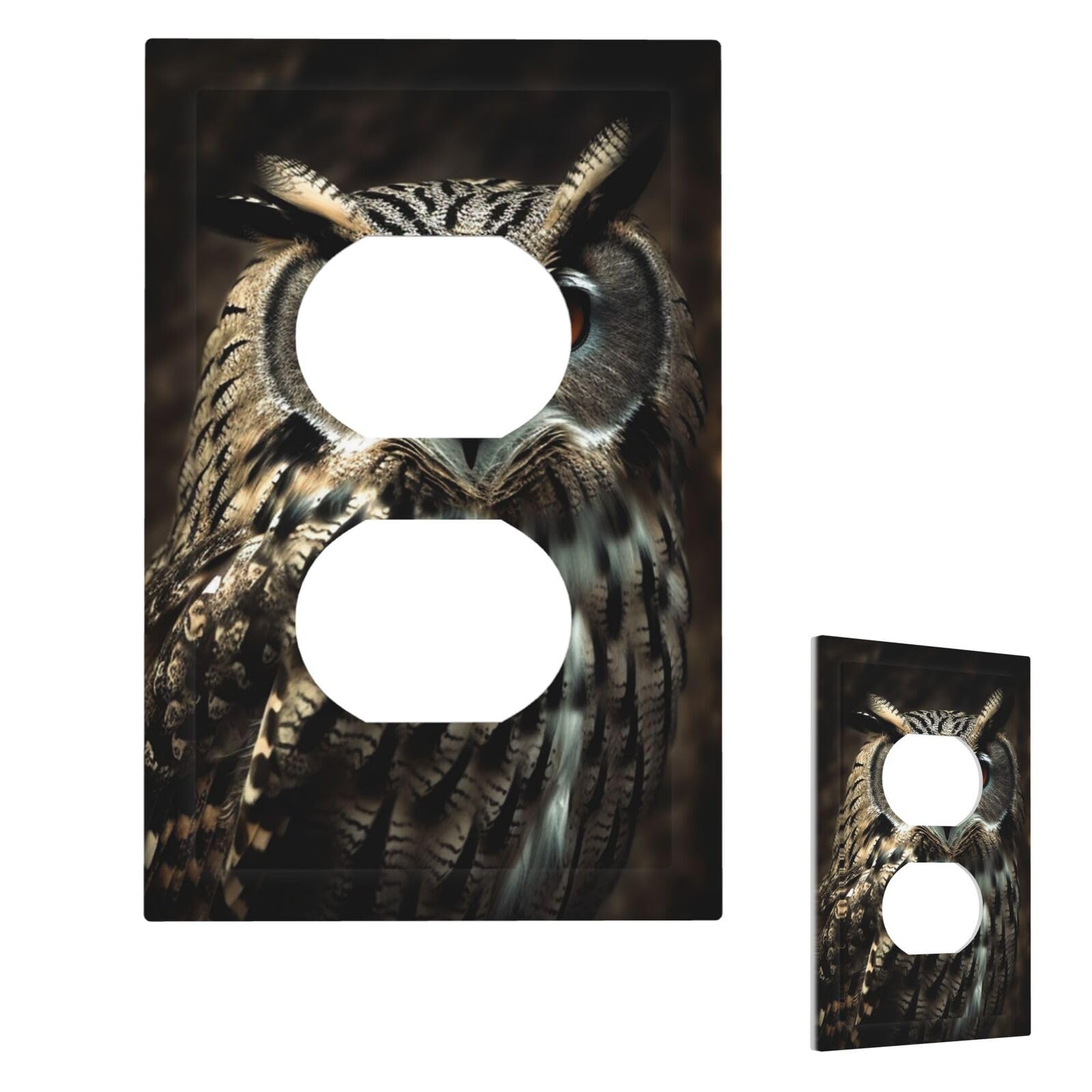 Fekiloot Duplex An Owl Wall Plate Cover Modern Decorative 1 Gang Light Switch Cover Unbreakable Receptacle Outlet Covers For Living Room Bedroom Home Decor