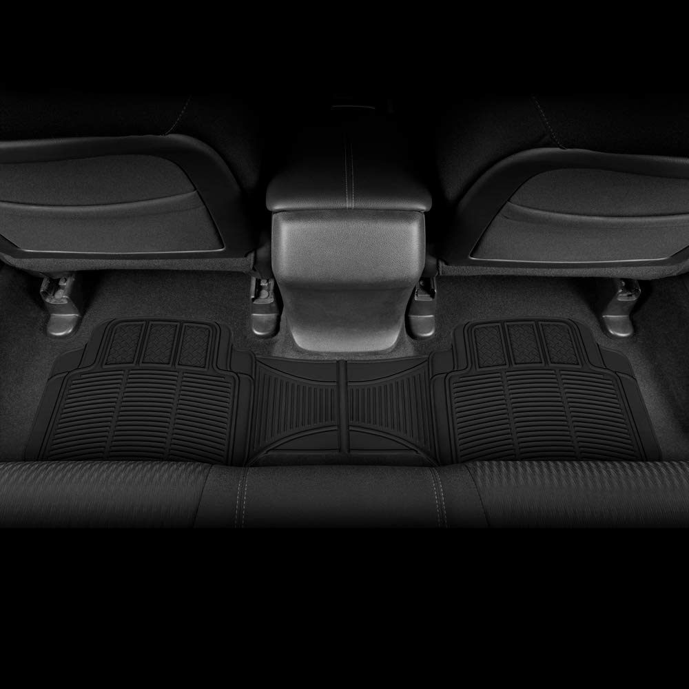 BDK 3-Piece Universal Front Rear Rubber Floor Mats Heavy Duty Universal Fit Liners for Cars SUVs Trucks Vans — view 3