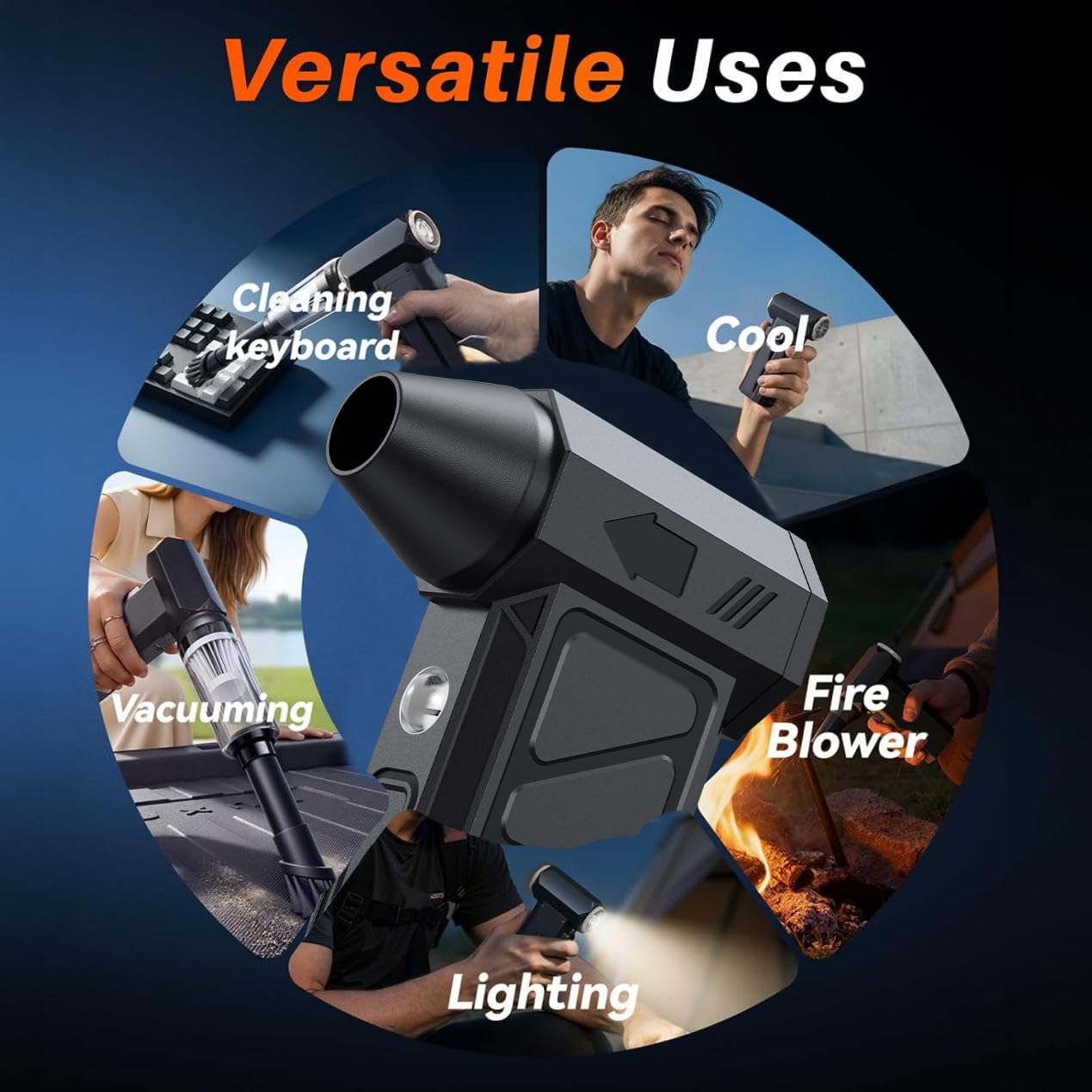 Spolverino ad aria compressa da 150000 giri/min, ventilatore elettrico ricaricabile senza fili per la pulizia della tastiera, ventilatore turbo jet portatile con motore brushless per PC, auto, ufficio