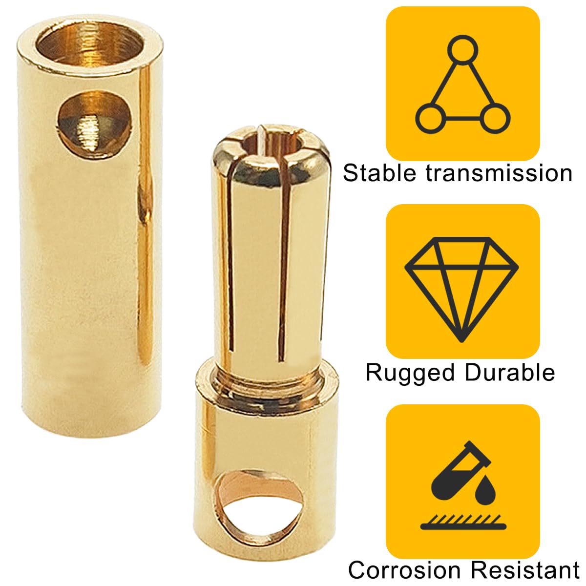 40 connettori banana proiettile placcati in oro da 5 mm Adattatore connettore banana proiettile da 5,0 mm maschio-femmina, per batteria Lipo RC, ESC motore, RC fai da te