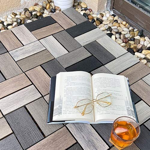 Waterproof Non-Slip WPC Patio Deck Tiles (4-Pack) - UV Resistant Outdoor Flooring for Garden, Pool, Balcony - All-Weather Durable Composite Decking Tiles