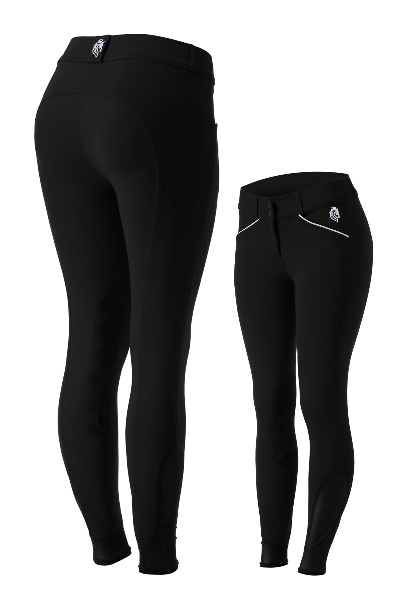 Equinavia Astrid Womens Silicone Knee Patch Breeches | Mid Rise Riding Pants with Phone Pockets