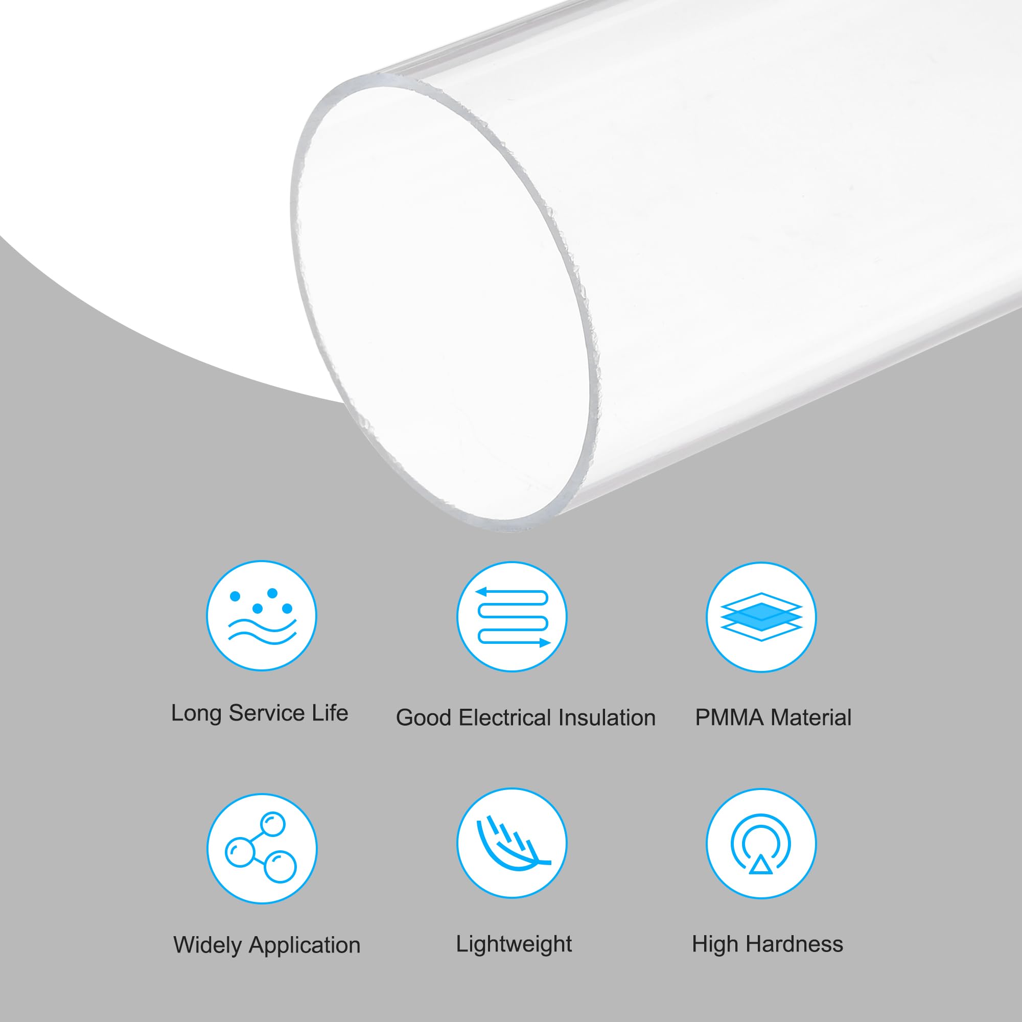 QUARKZMAN 2 Stück PVC Transparent Rohr, Innendurchmesser 61mm Durchmesser 65mm LÄNGE 350mm Acryl Kunststoffrohr für Lampenbau, Stehlampen, Möbel