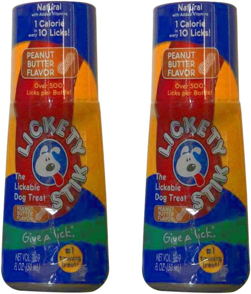 Set of Two Lickety Stik Low-Calorie Liquid Pet Safe Dog Treats - Peanut Butter