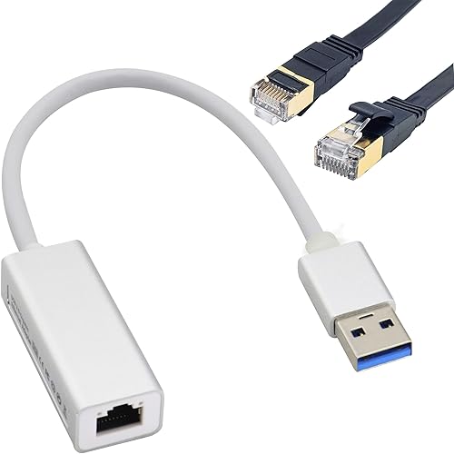 Adaptador Ethernet USB 3.0 a Gigabit RJ45 101001000Mbps USB 3.0 macho a RJ45 hembra adaptador de red LAN (con cable macho RJ45 de red Cat7 de 6.6