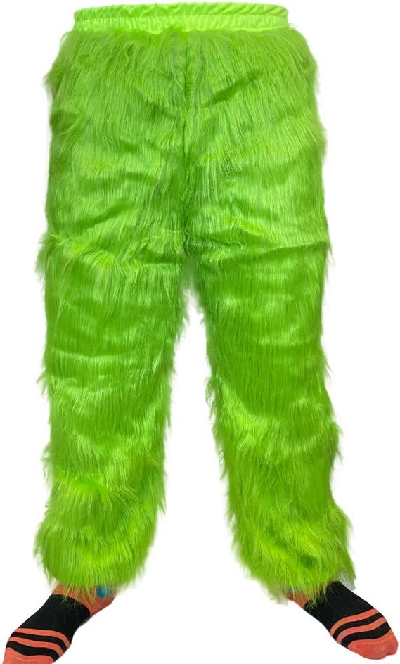 Christmas Green Furry Adult Pants Funny Cosplay Costume Props Santa Costume Green Pants For Adult - Image 2