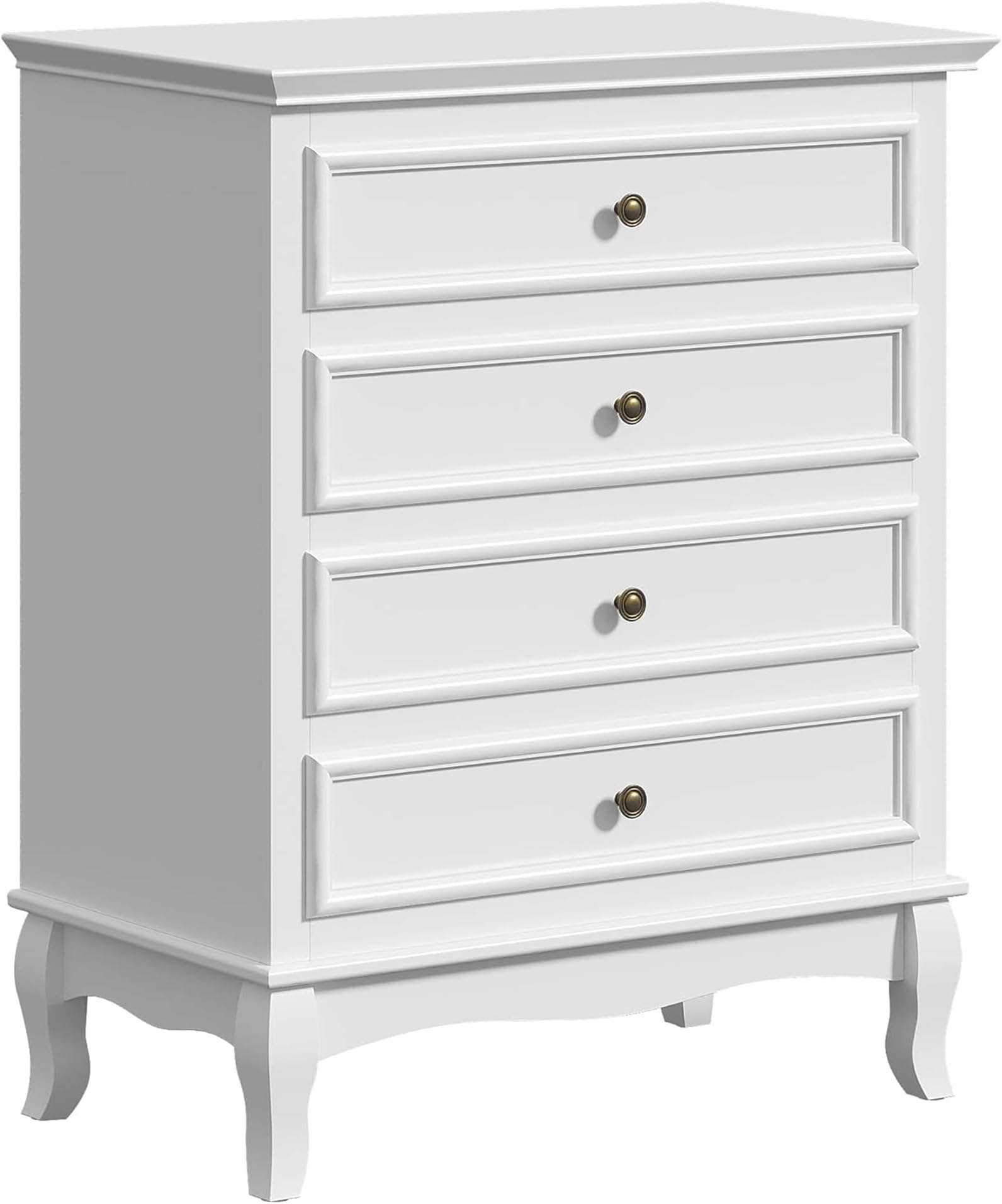 RoyalCraft White 4 Drawer Dresser, Large Storage Chest with Ball Bearing Slide, Wide Chest of Drawers, Modern Wood Dresser for Bedroom, Living Room, Hallway, Entryway, White