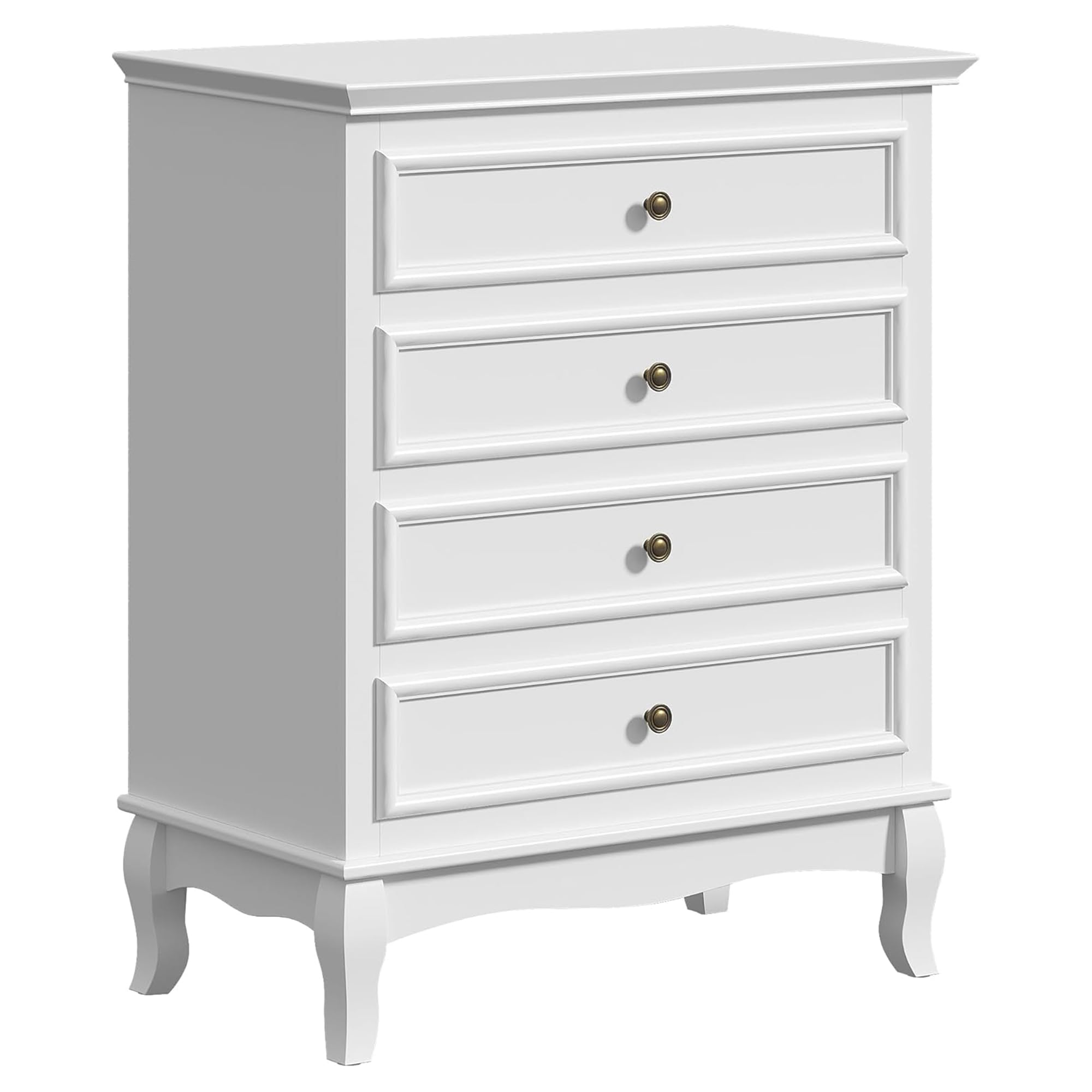 RoyalCraft White 4 Drawer Dresser, Large Storage Chest with Ball Bearing Slide, Wide Chest of Drawers, Modern Wood Dresser for Bedroom, Living Room, Hallway, Entryway, White