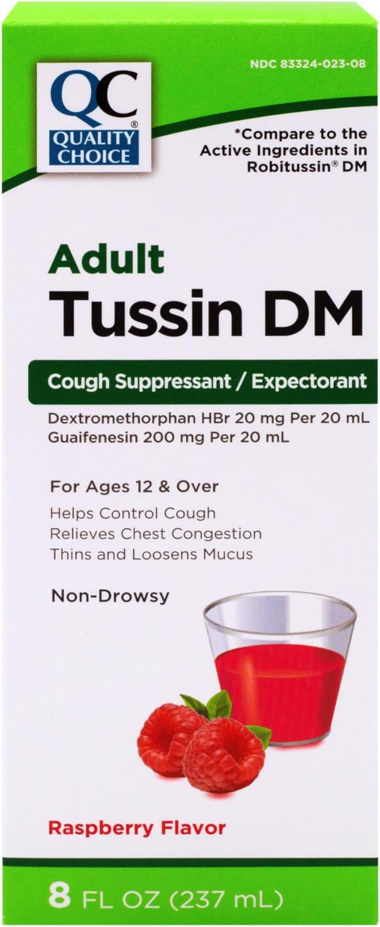 Tussin Dm Cough Supressant/Expectorant Raspberry Flavor 8 Fluid Ounces (237ml)
