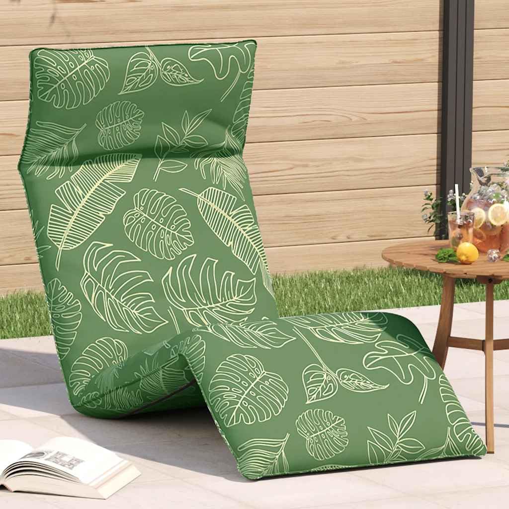 Leżak składany ze wzorem liści, 175 x 54 x 8,5 cm, tkanina Oxford, 5-stopniowa regulacja, wodoodporna, idealna do użytku na zewnątrz, na taras, plażę