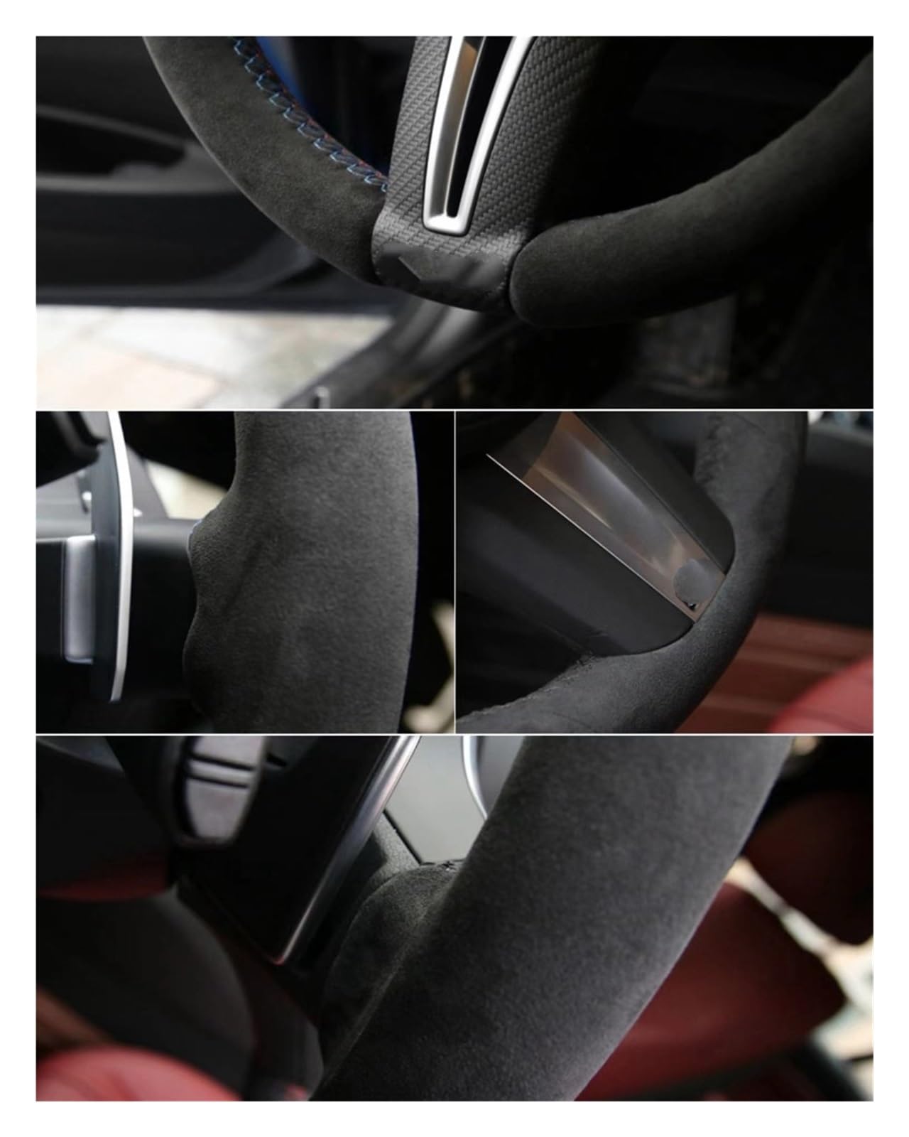 Auto Coprivolante Per BMW Per Sport-1 Per Serie Per E90 Per E91 Per E92 Per E93 Per E87 Coprivolante Per Auto Personalizzato Treccia Coprivolante Protezione (Colore : White Thread)