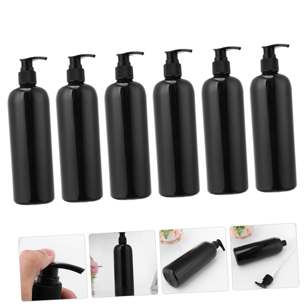 POPETPOP 6 pezzi Flaconi Dosatori con Pompa Pressione Dispenser Shampoo e Balsamo in Resistente Riutilizzabili per Bagno e Viaggio Design Funzionale e Durevole