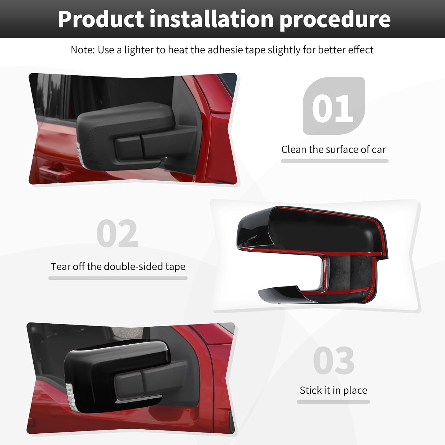 CheroCar Door Side Mirror Covers with Turn Signal Hole Compatible with 2021-2024 2025 2026 Ford F150 F-150 Pickup Accessories Left Right Side View Mirror Caps Trims
