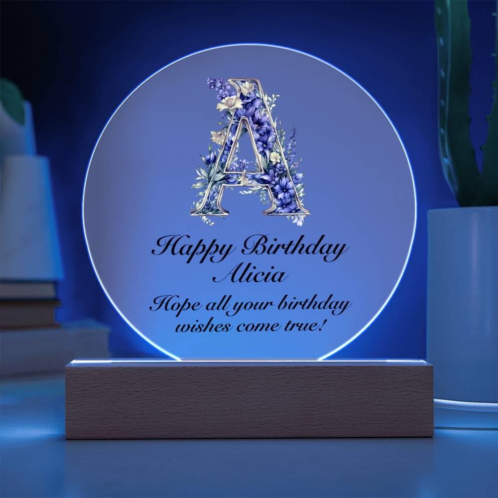 Amazon.com: Happy Birthday Alicia v02 - Circle Acrylic Plaque With
